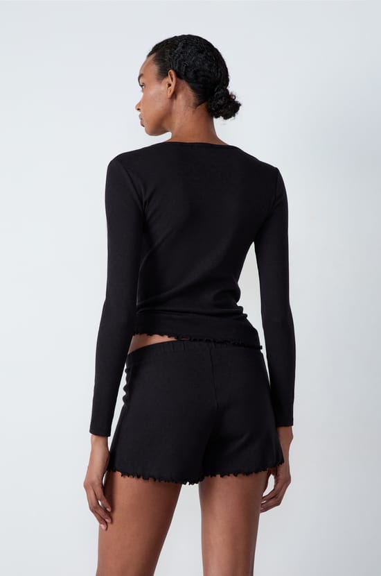 Short de pyjama en coton en pointelle;${refinementColor}