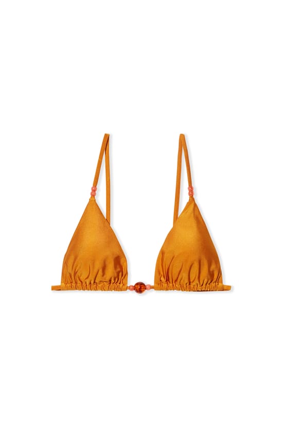 Haut de maillot de bain triangle avec perles;${refinementColor}