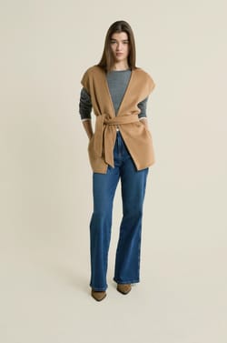 Belted Sleeveless Jacket;${refinementColor}