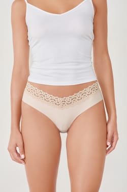 Hipster in V-Form aus Mikrofaser und Spitze;${refinementColor}