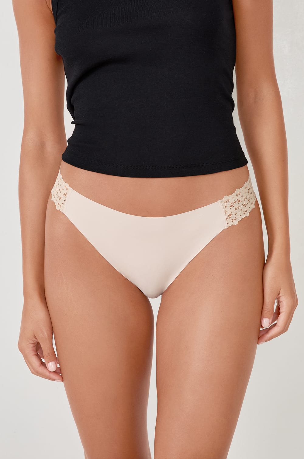 Microfiber And Lace Bikini;${refinementColor}