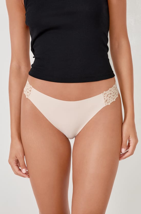 Microfiber And Lace Bikini;${refinementColor}