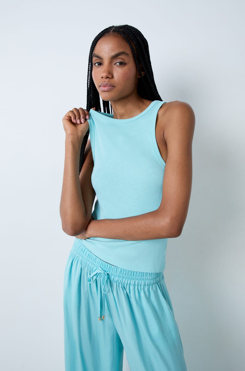 Ribbed Cotton Tank Top;${refinementColor}