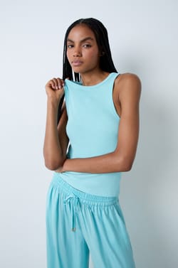 Ribbed Cotton Tank Top;${refinementColor}