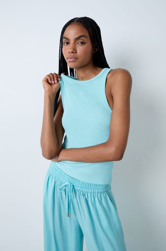 Débardeur en coton côtelé;${refinementColor}