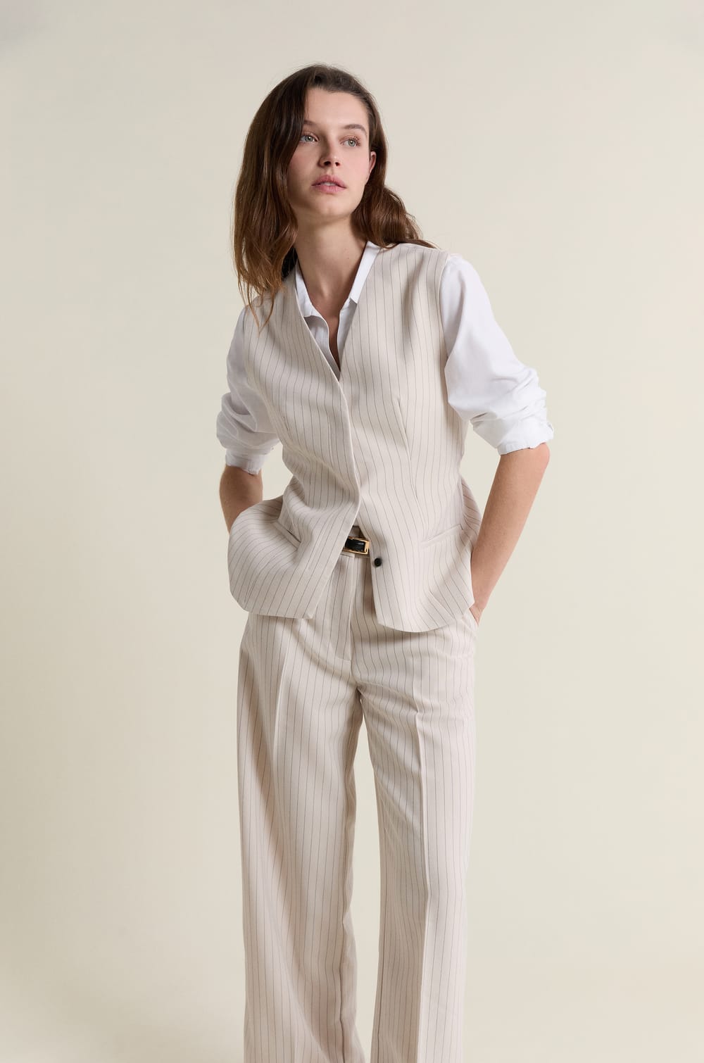 Broek met strepen;${refinementColor}