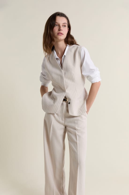 Pantalon &agrave; rayures;${refinementColor}