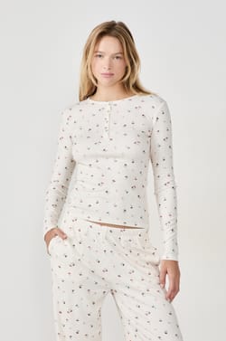 Mushroom Print Pajama T-Shirt;${refinementColor}