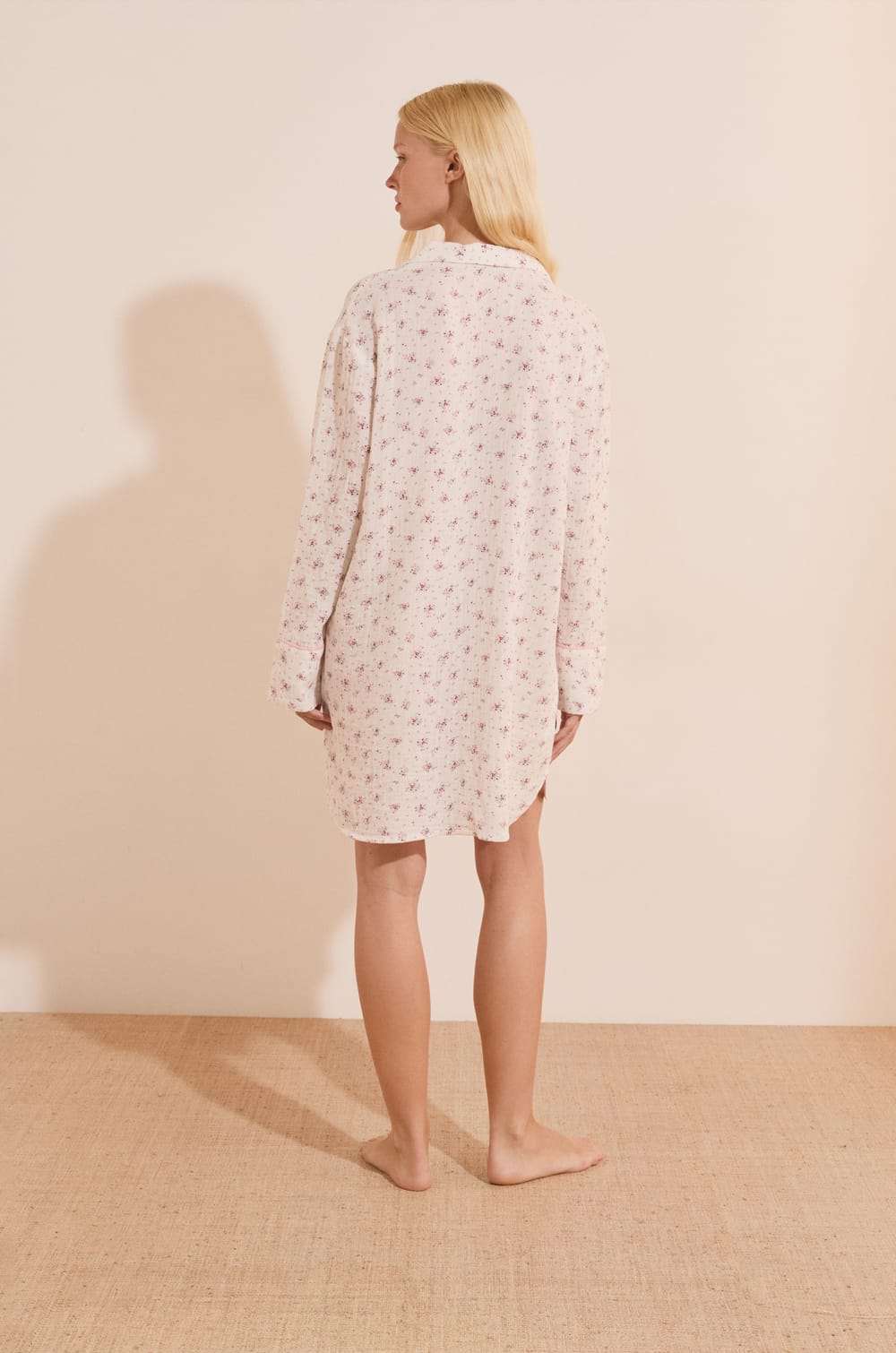 Chemise de nuit &agrave; motifs en coton;${refinementColor}