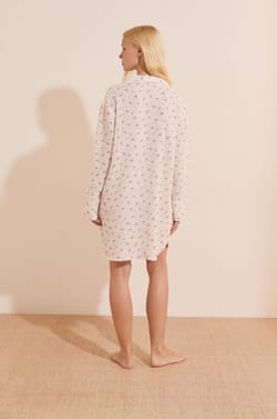 Chemise de nuit &agrave; motifs en coton;${refinementColor}