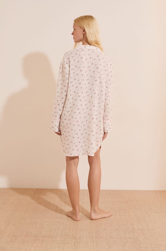 Chemise de nuit &agrave; motifs en coton;${refinementColor}