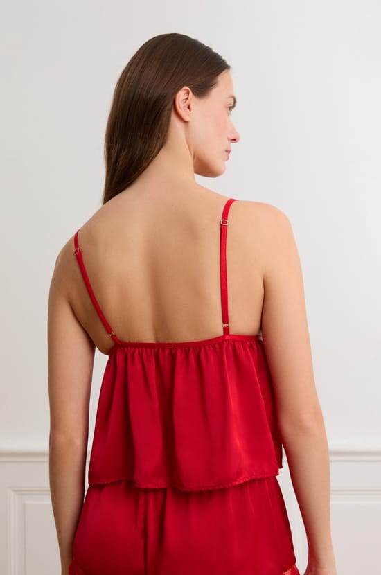 Caraco en satin avec broderie coeurs;${refinementColor}