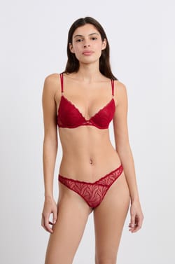 Bra No.2 - The plunge push-up bra in floral embroidery;${refinementColor}