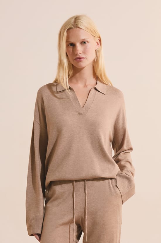 Pull de pyjama avec col polo;${refinementColor}