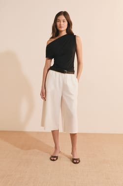 Jupe-culotte en lin m&eacute;lang&eacute;;${refinementColor}