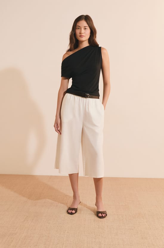 Jupe-culotte en lin m&eacute;lang&eacute;;${refinementColor}