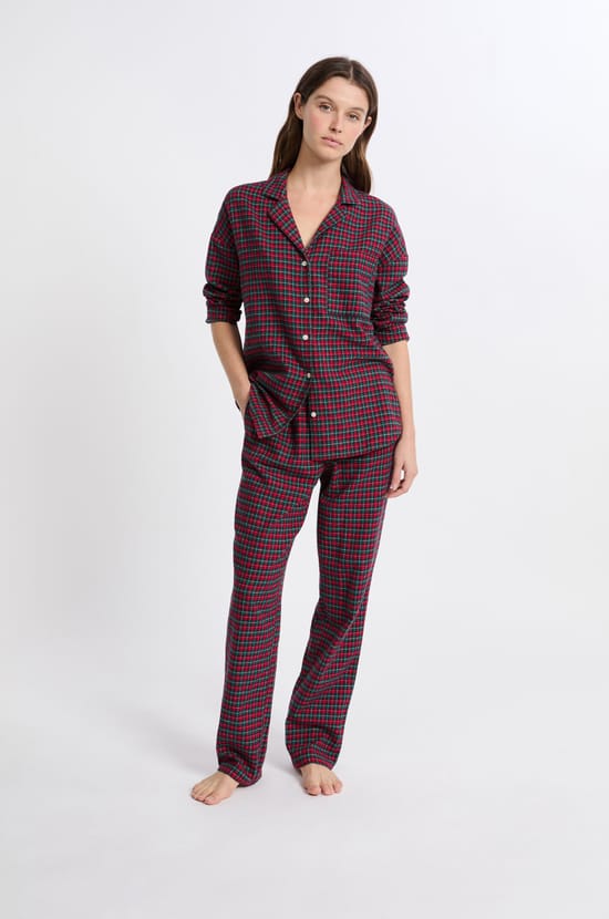 Ensemble de pyjama 2 pièces à carreaux en coton;${refinementColor}