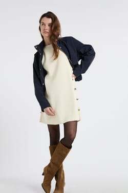 Knitted Buttoned Dress;${refinementColor}