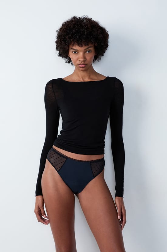 Hipster menstruel en coton et tulle - Flux moyen;${refinementColor}