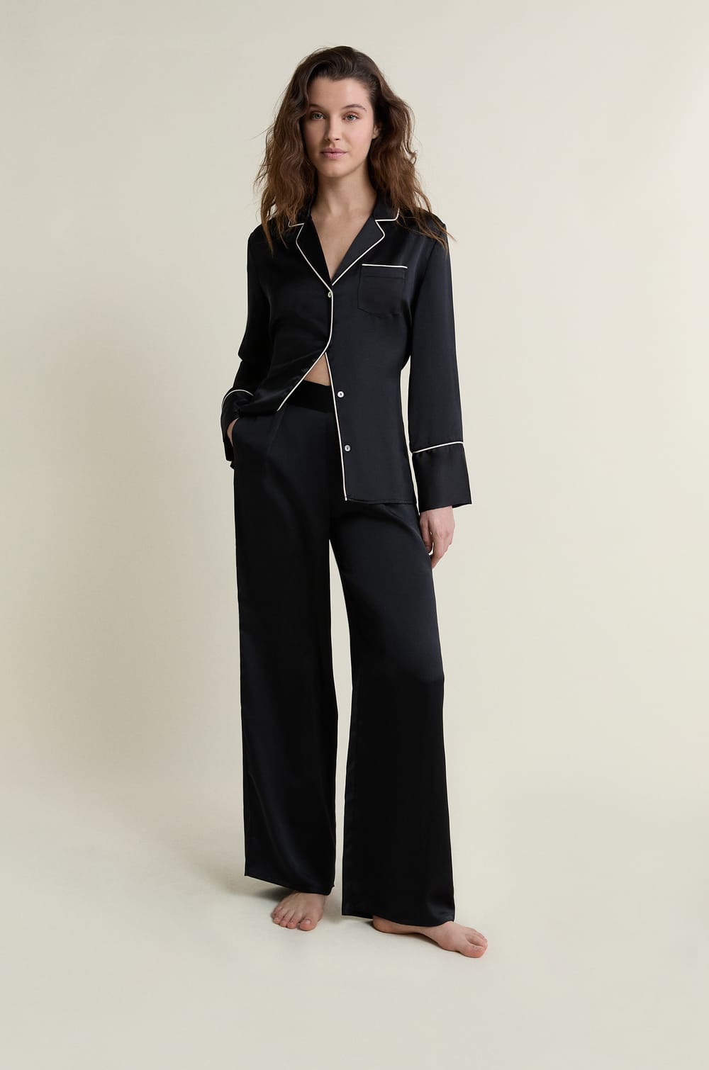 Satin Pyjama Trousers;${refinementColor}