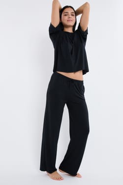 Pantalon de pyjama large en modal;${refinementColor}