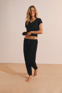 Pantal&oacute;n de pijama liso de modal;${refinementColor}