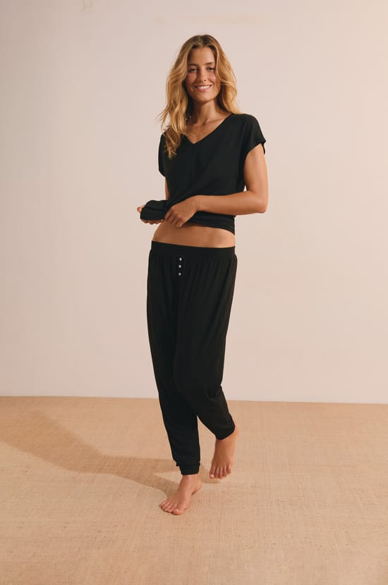 Pantal&oacute;n de pijama liso de modal;${refinementColor}