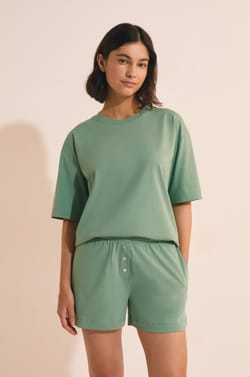 Pantal&oacute;n corto de pijama boyfriend de algod&oacute;n ;${refinementColor}