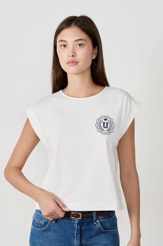 Cotton T-shirt with print;${refinementColor}