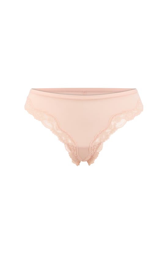 Tanga en microfibre et dentelle;${refinementColor}