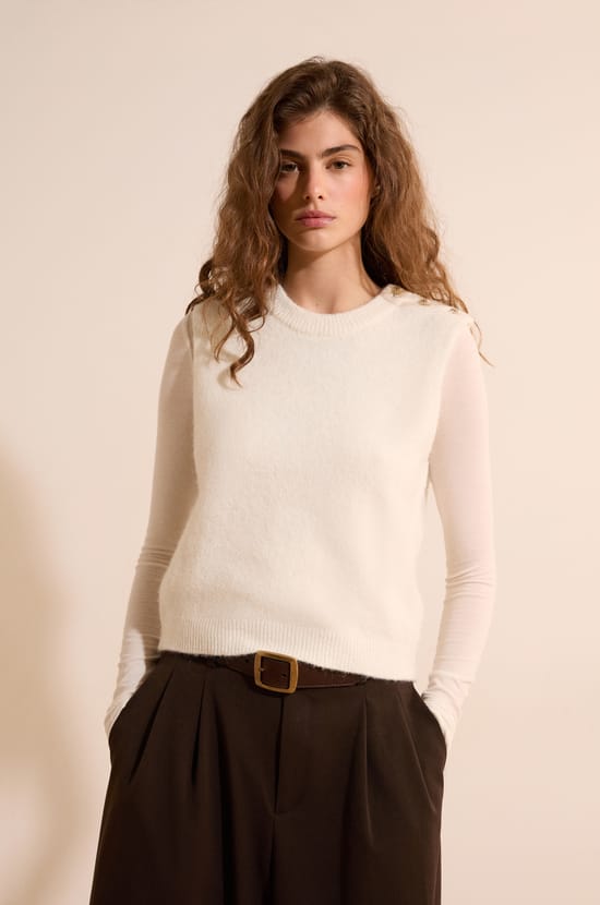 Pull sans manche avec laine;${refinementColor}