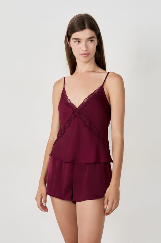 Satin Camsiole with Lace Details;${refinementColor}