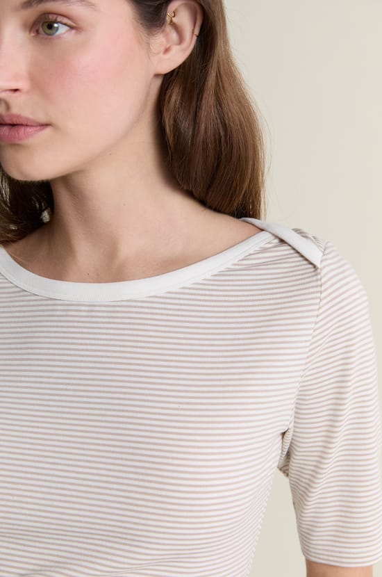 T-shirt col rond &agrave; rayures;${refinementColor}