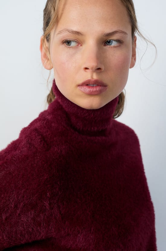 Fleece Turtleneck Sweater;${refinementColor}