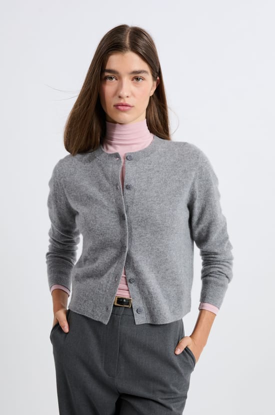 Cashmere cardigan with buttons;${refinementColor}
