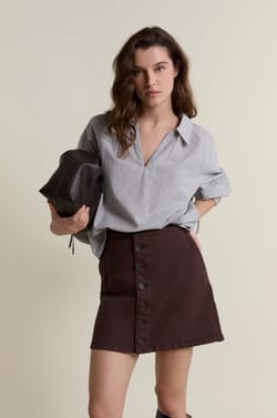 Jupe en coton boutonn&eacute;e;${refinementColor}