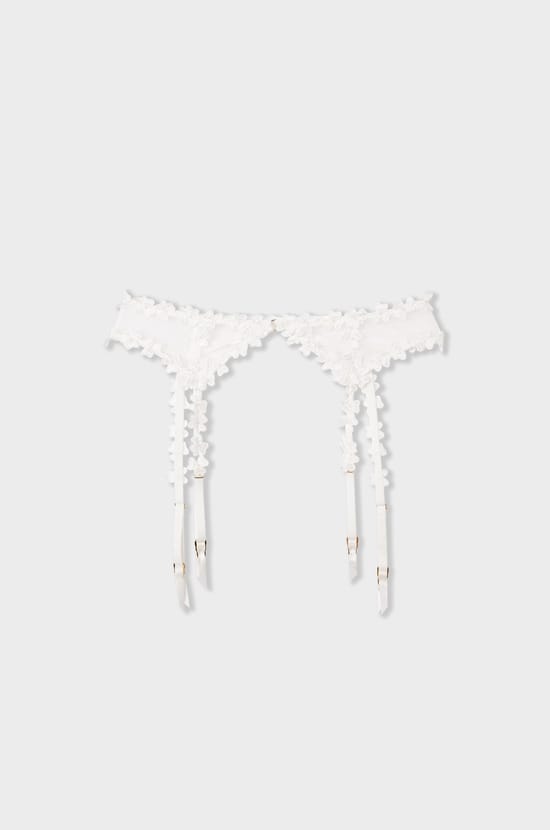 Porte-jarretelles en tulle broderie fleurs;${refinementColor}