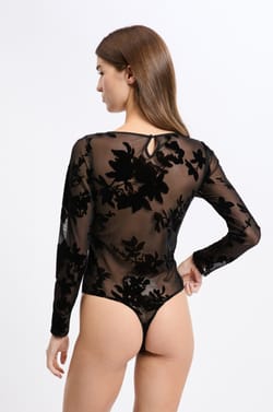 Body transparent à motif fleurs;${refinementColor}
