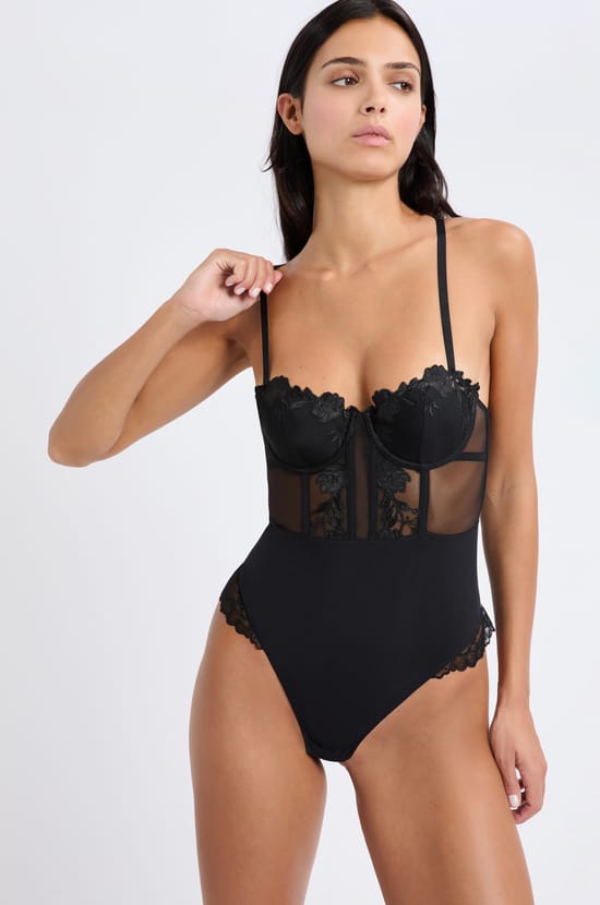 Bodysuit with embroidered cups;${refinementColor}