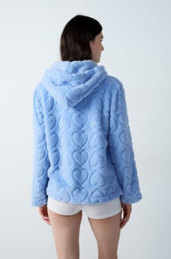 Fleece Hoodie with Heart Print;${refinementColor}