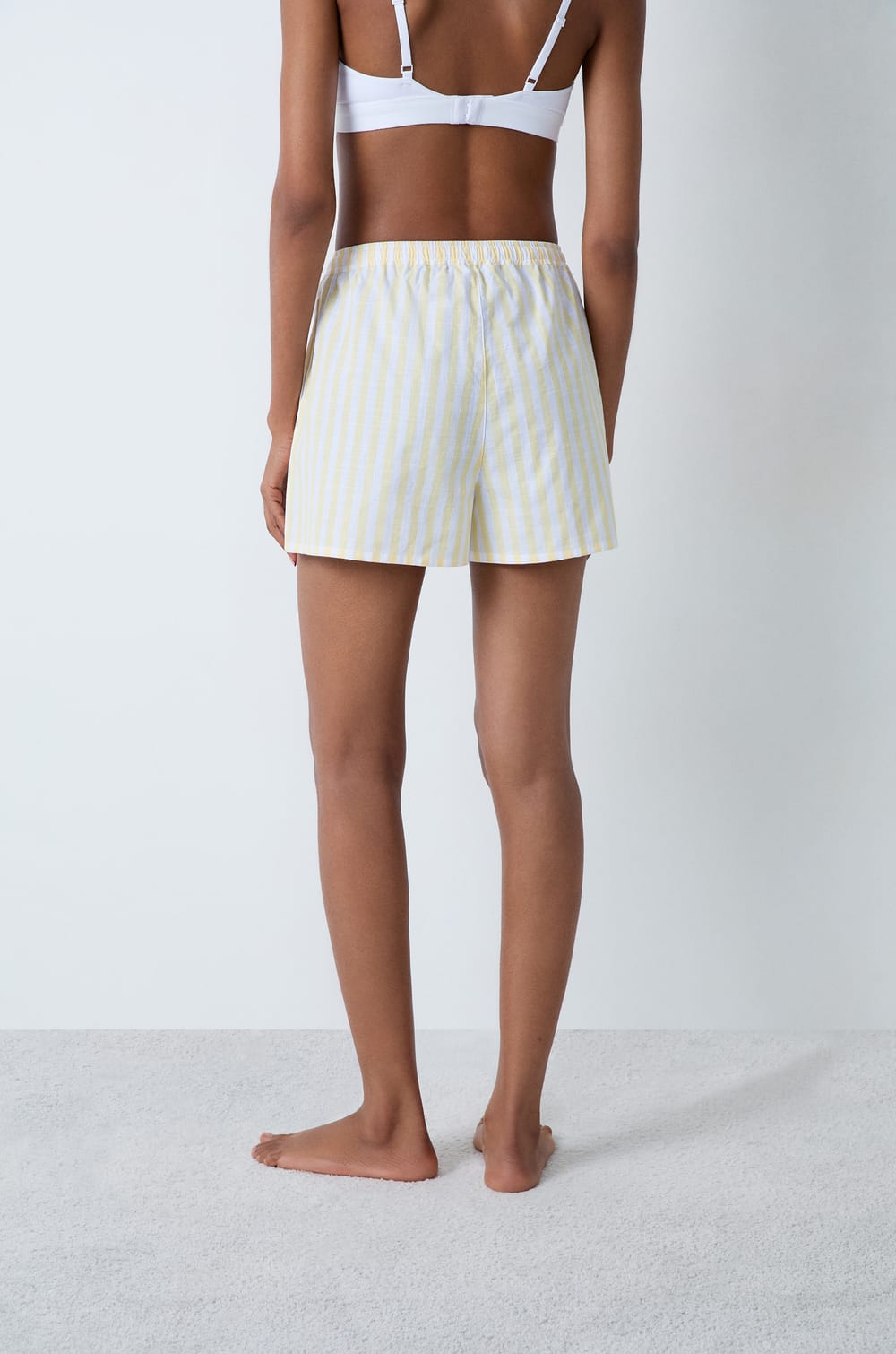 Cotton striped pyjama shorts;${refinementColor}