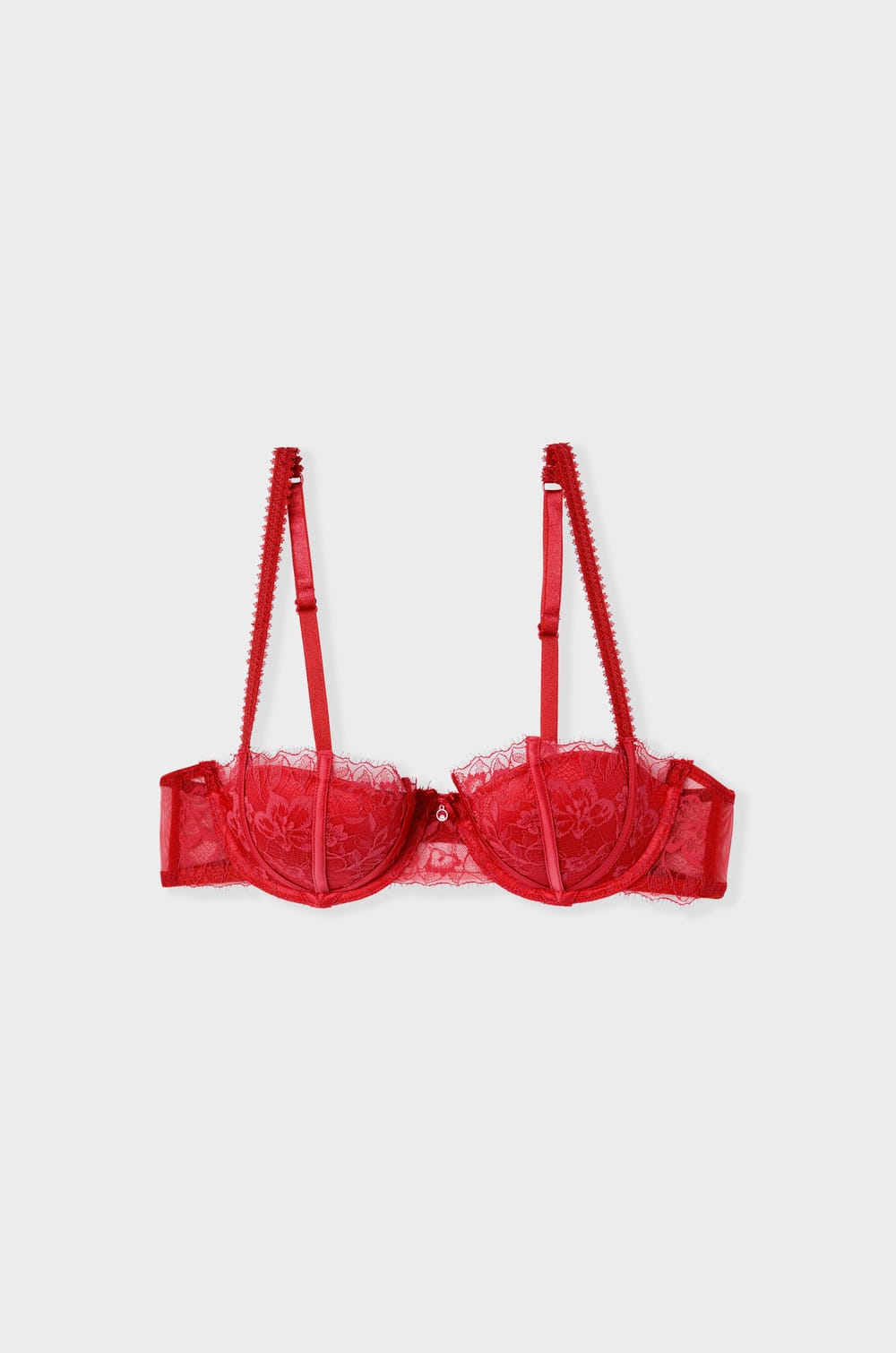 Push-up Balconette Bra in Lace and Satin;${refinementColor}