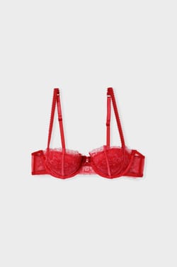 Push-up Balconette Bra in Lace and Satin;${refinementColor}