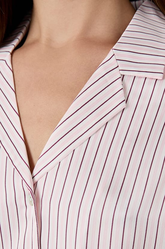 Striped satin pyjama shirt;${refinementColor}