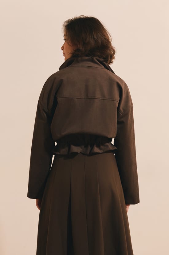 Veste saharienne courte effet su&eacute;dine;${refinementColor}