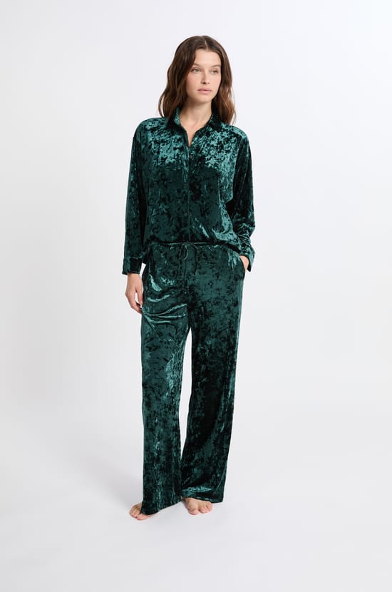 Pantalon de pyjama effet velours;${refinementColor}