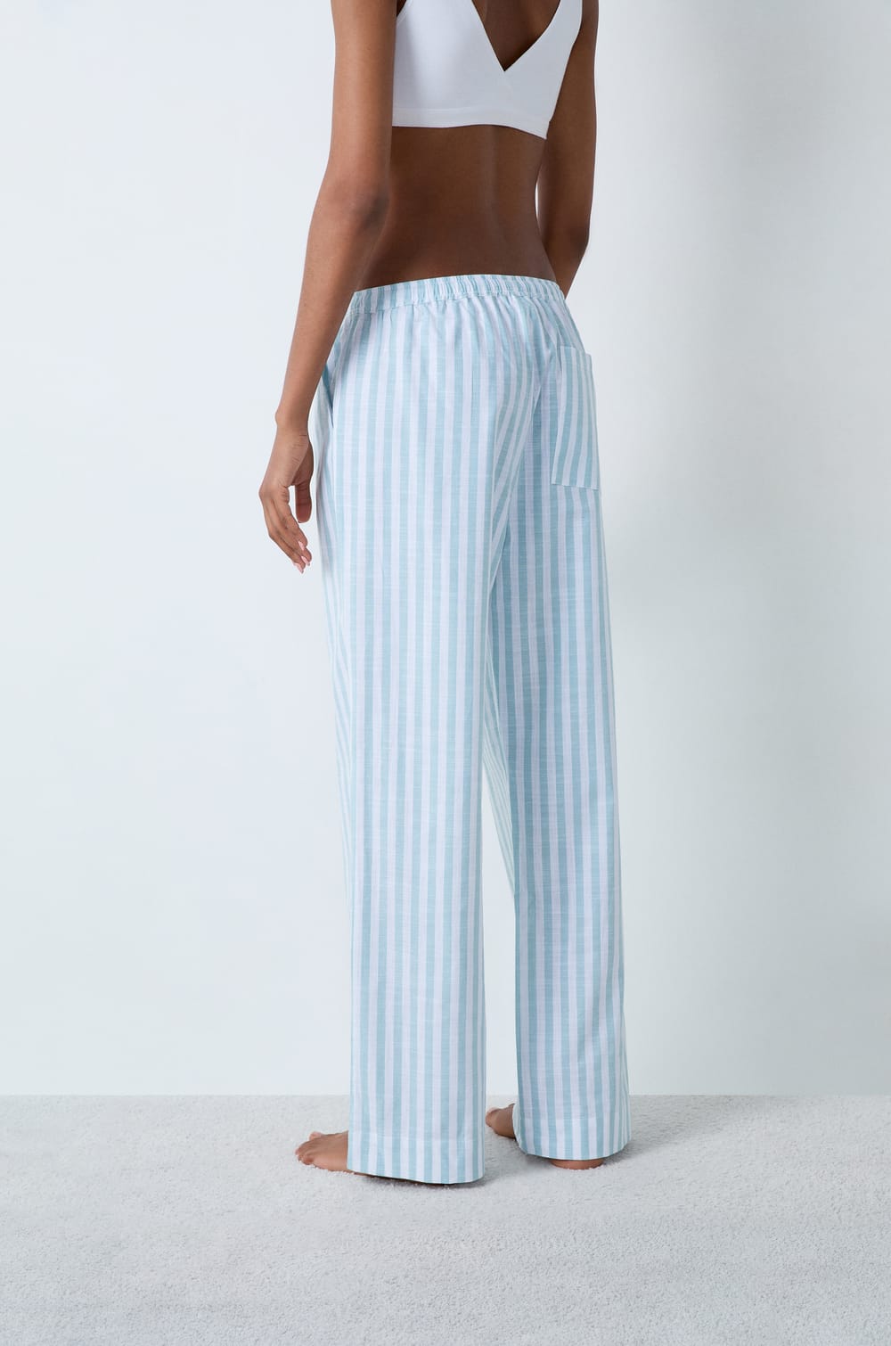 Gestreifte Pyjama-Hose aus Baumwolle;${refinementColor}