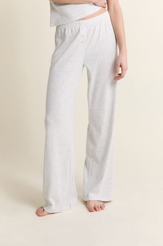 Pantalon de pyjama en coton en pointelle;${refinementColor}