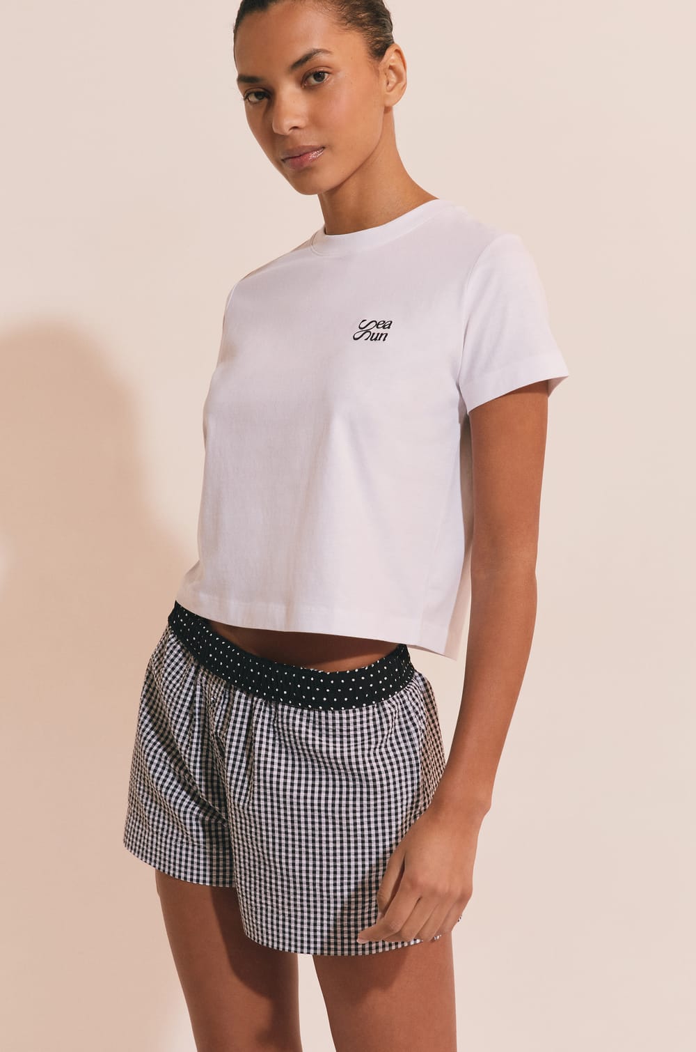 T-shirt de pyjama en coton &agrave; inscription "sea sun;${refinementColor}