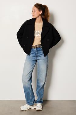 Short Buttoned Peacoat;${refinementColor}